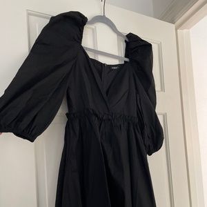 Black puff sleeve dress